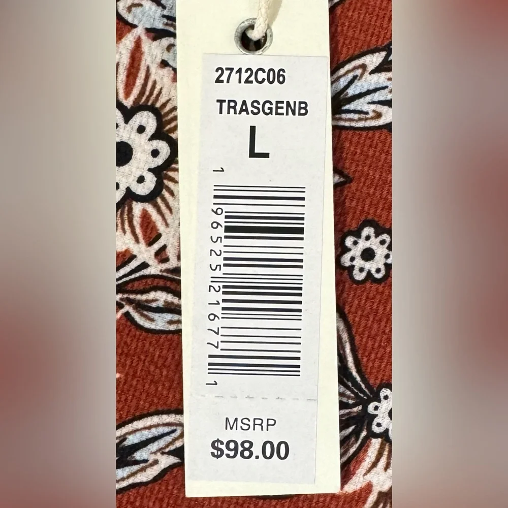 Max Studio Lightweight Flowy Wide Leg Pants Floral Print Rust Black Size L NWT